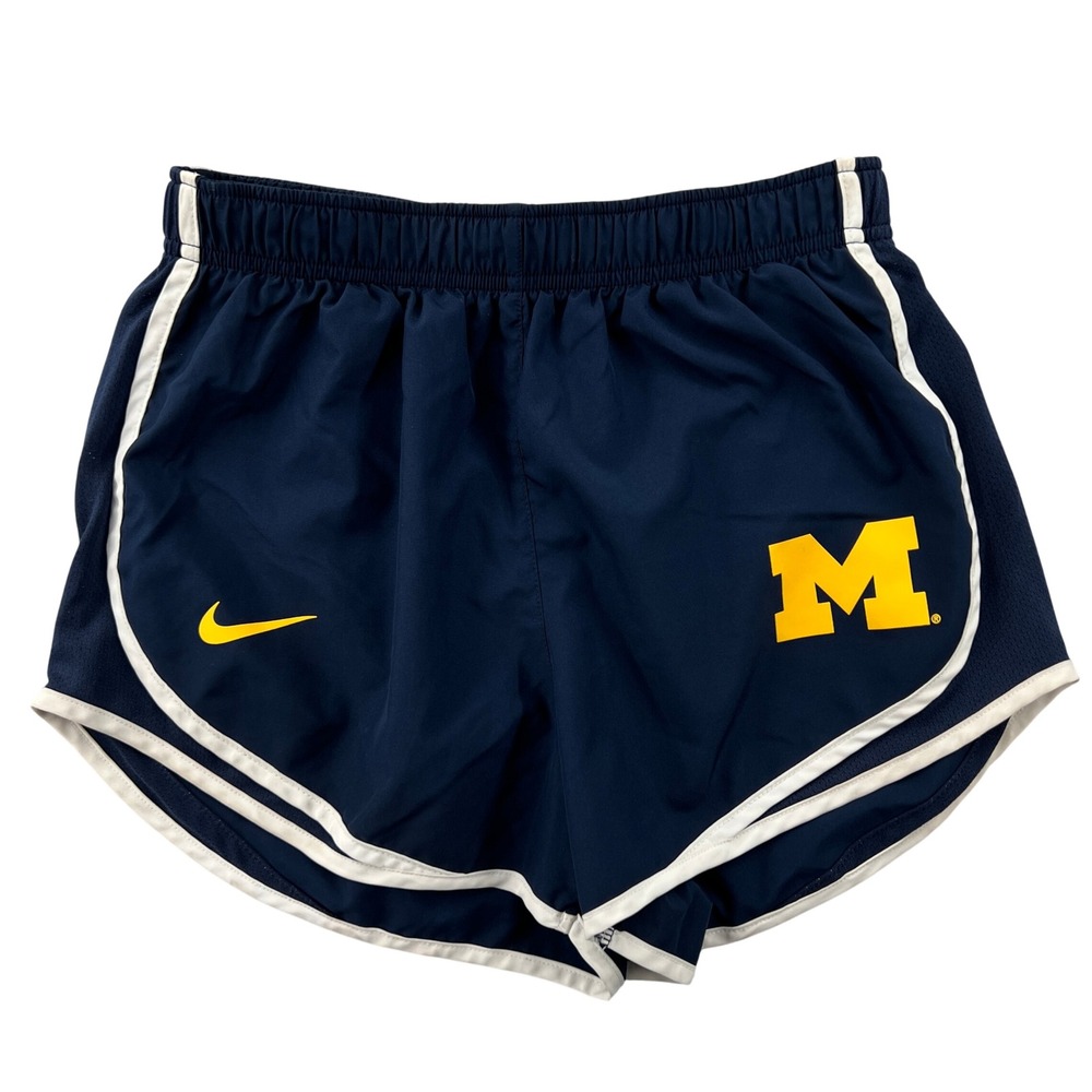 Nike Michigan‎ Wolverines Tempo Dri-FIT Running Shorts Womens Small Blue Lined
